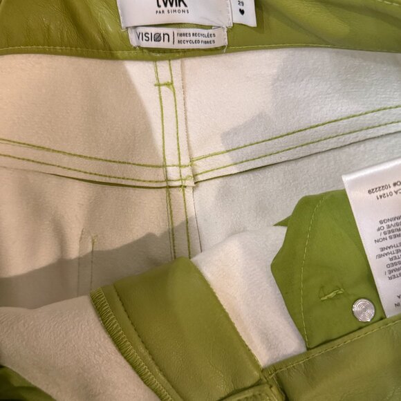Green Stretch Faux-Leather Pant (Contemporaine by Simons) - Size 29 - Picture 4 of 7